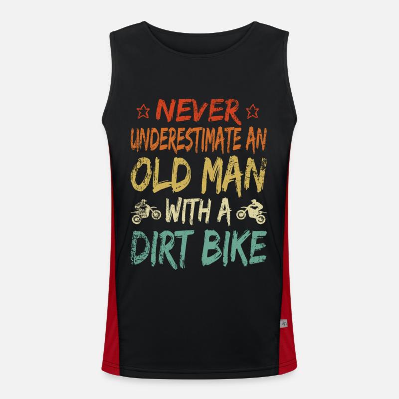 Never underestimate old man motocross Men's Functional Contrast Tank Top 
