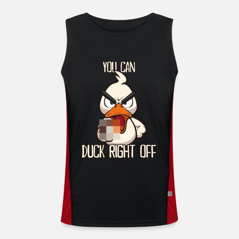 Duck Right Off Lustige Ente mit Mittelfinger Funktionelles Kontrast-Tank Top für Männer 