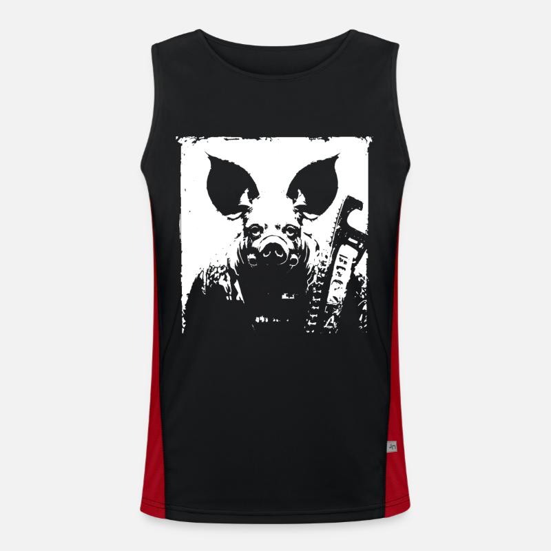 Dark Art Occulte Horreur Cochon Gaz Masque Grindcore Thr Débardeur respirant contrasté Homme 