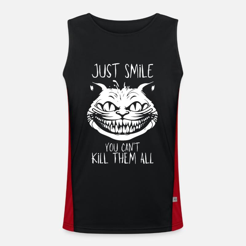 Smile - You Can't Kill Them All - Grinsekatze Funktionelles Kontrast-Tank Top für Männer 