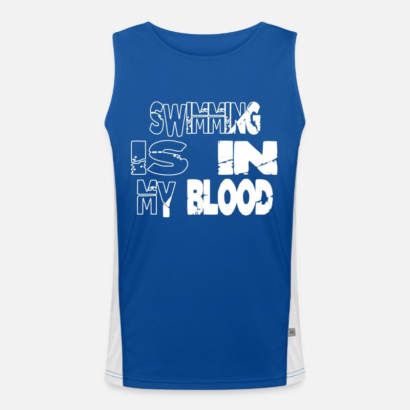 swimming fun birthday present idea Men's Functional Contrast Tank Top 