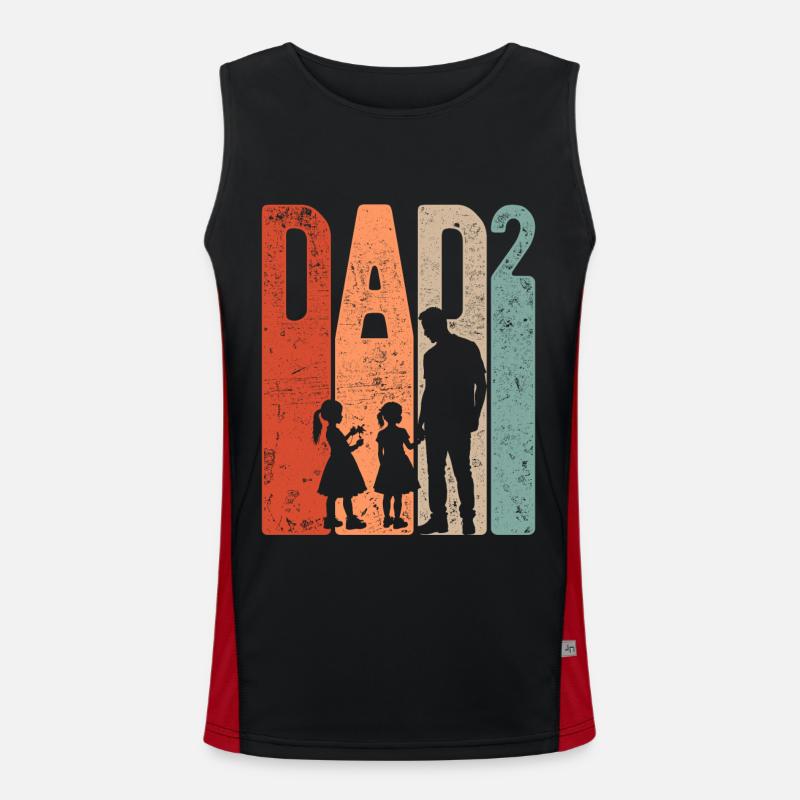 Dad Hoch 2 Papa Hoch 2 Kinder Zwei Mädchen Retro Funktionelles Kontrast-Tank Top für Männer 