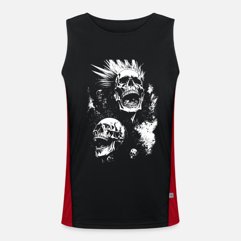 Anarchy Fan Skull avec Mohawk Crazy Antisocial Pu Débardeur respirant contrasté Homme 