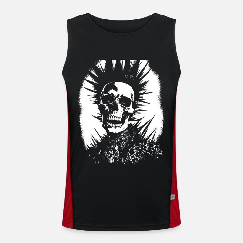 Anarchy Fan Skull with Mohawk Crazy Antisocial Pu Men's Functional Contrast Tank Top 