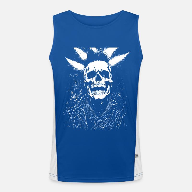 Anarchy Fan Skull with Mohawk Crazy Antisocial Pu Men's Functional Contrast Tank Top 