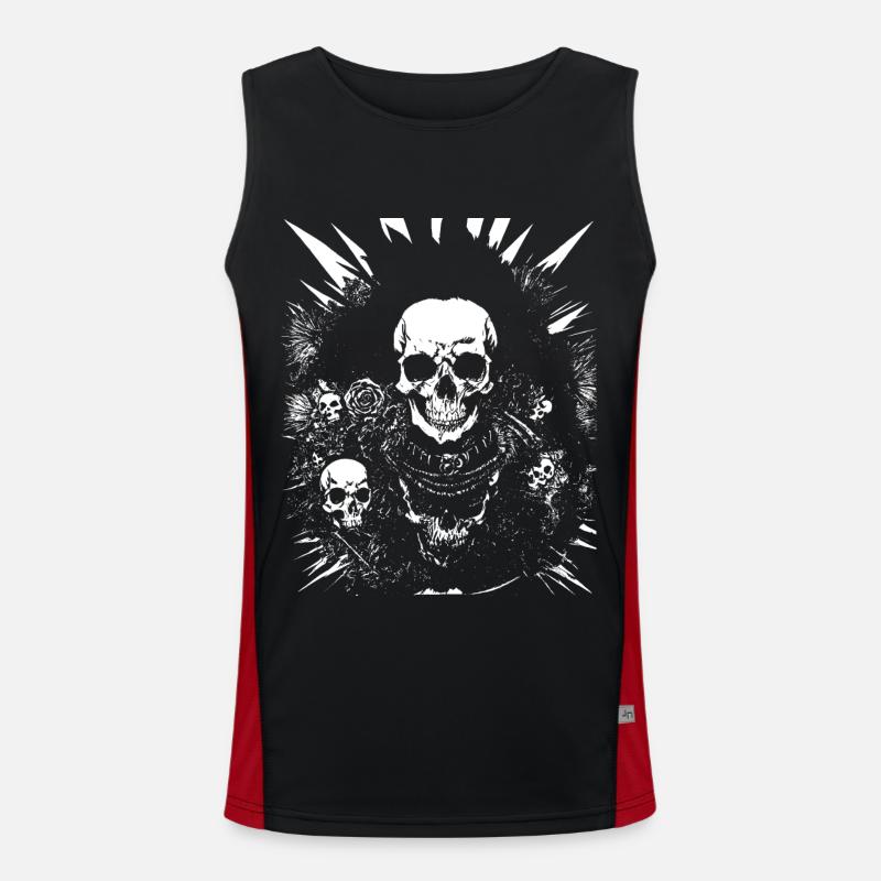 Punkrock Fan Skull avec Mohawk Crazy Antisocial P Débardeur respirant contrasté Homme 