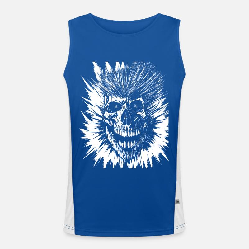 Anarchy Fan Skull with Mohawk Crazy Antisocial Pu Men's Functional Contrast Tank Top 
