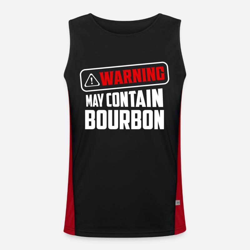 Warning May Contain Bourbon Drinking Whiskey Funktionelles Kontrast-Tank Top für Männer 