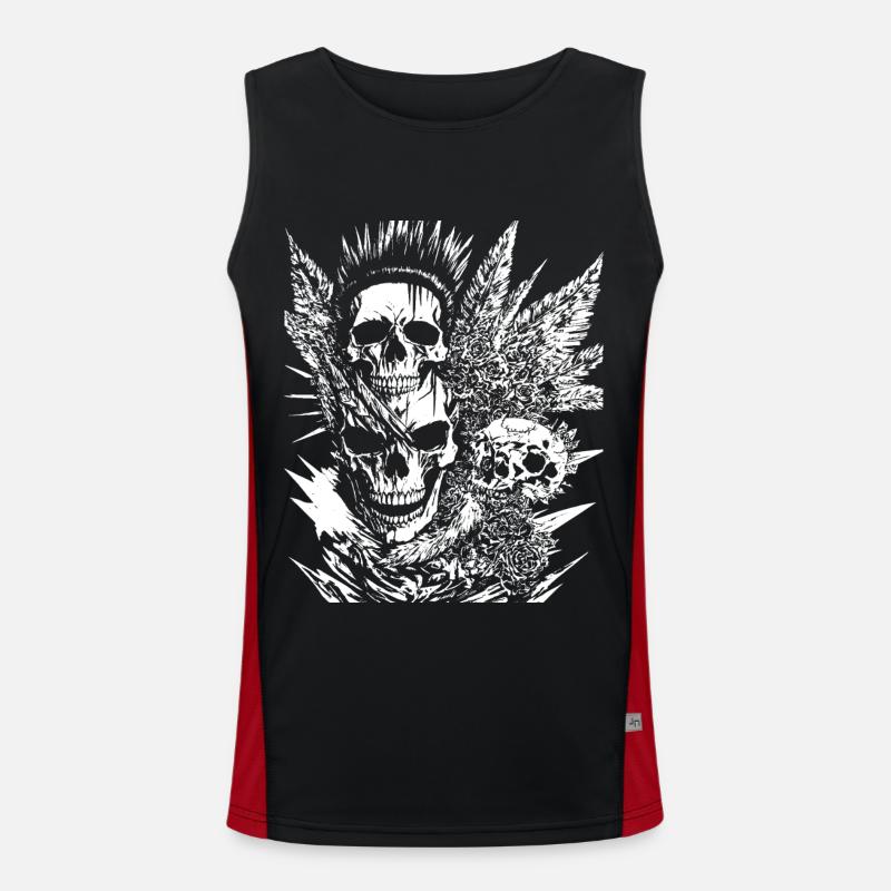 Anarchy Fan Skull with Mohawk Crazy Antisocial Pu Men's Functional Contrast Tank Top 