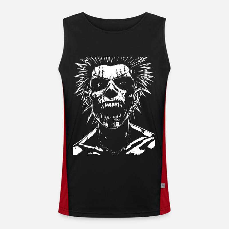 Anarchy Fan Skull avec Mohawk Crazy Antisocial Pu Débardeur respirant contrasté Homme 