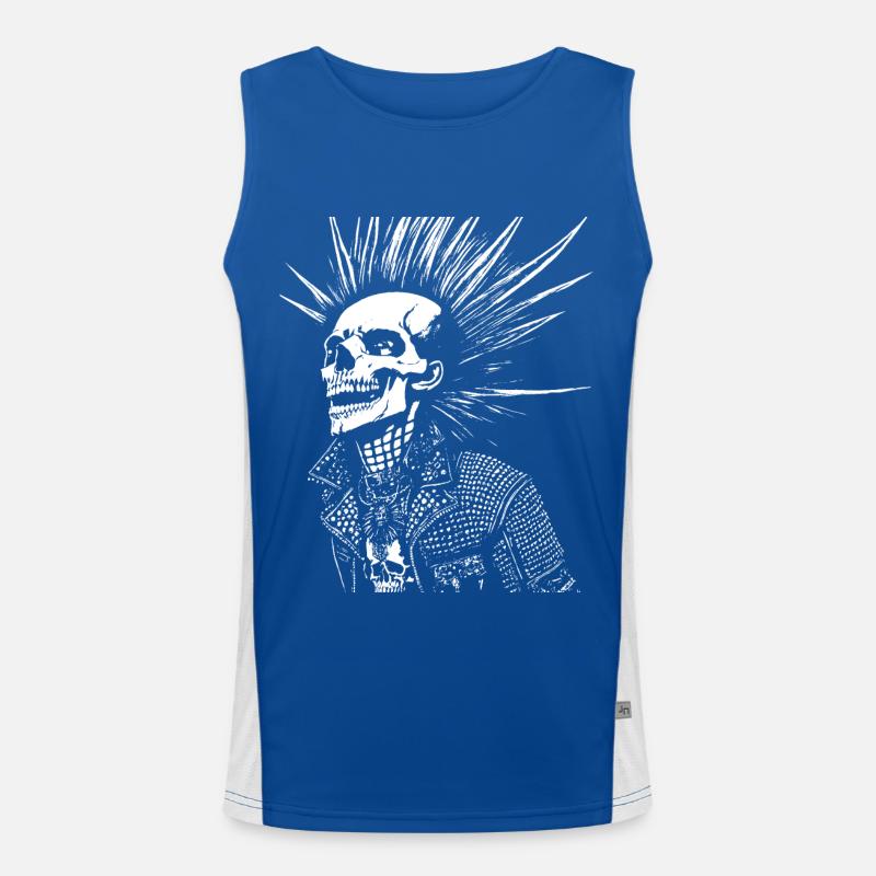 Anarchy Fan Skull with Mohawk Crazy Antisocial Pu Men's Functional Contrast Tank Top 