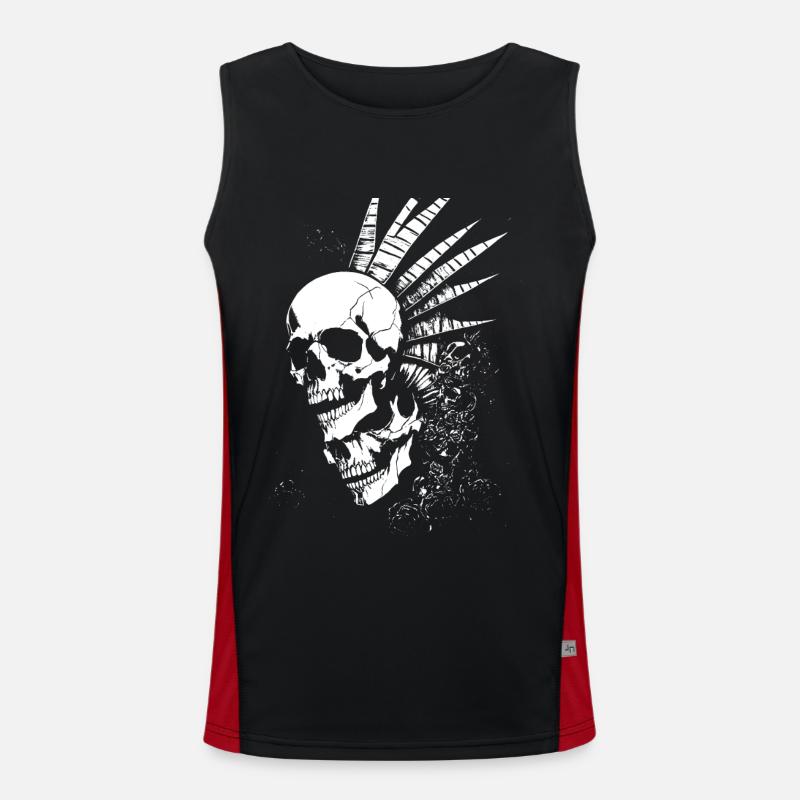 Anarchy Fan Skull avec Mohawk Crazy Antisocial Pu Débardeur respirant contrasté Homme 