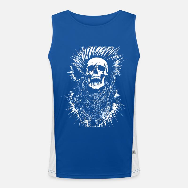 Anarchy Fan Skull with Mohawk Crazy Antisocial Pu Men's Functional Contrast Tank Top 