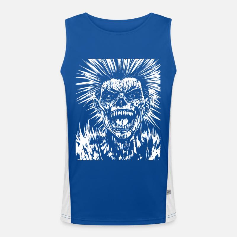 Anarchy Fan Skull with Mohawk Crazy Antisocial Pu Men's Functional Contrast Tank Top 