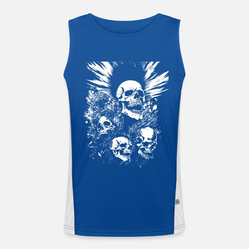 Crâne d’éventail d’anarchie avec Mohawk Crazy Antisocial Pu Débardeur respirant contrasté Homme 