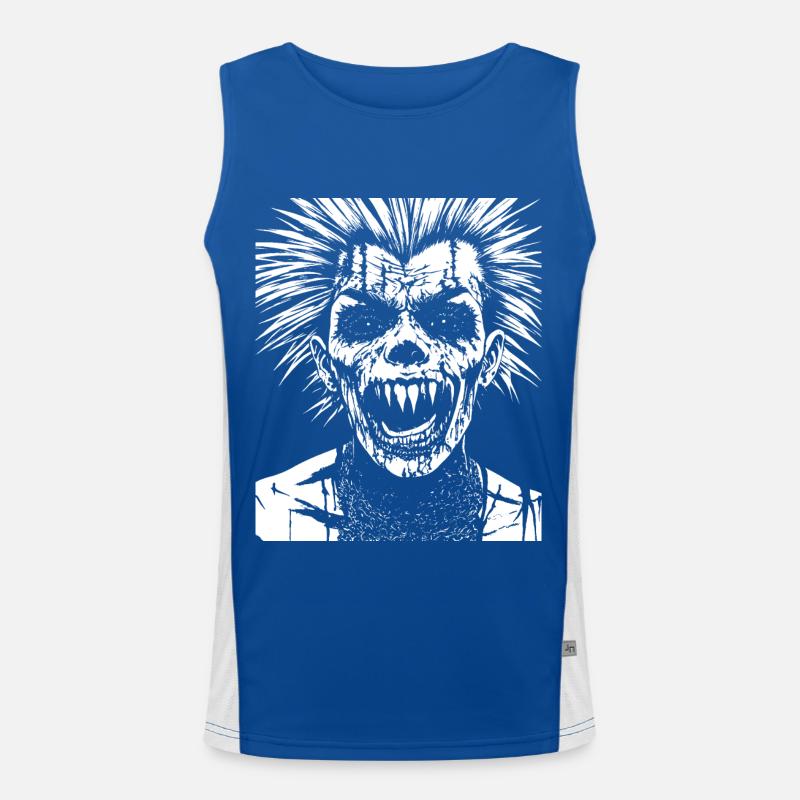 Anarchy Fan Skull with Mohawk Crazy Antisocial Pu Men's Functional Contrast Tank Top 
