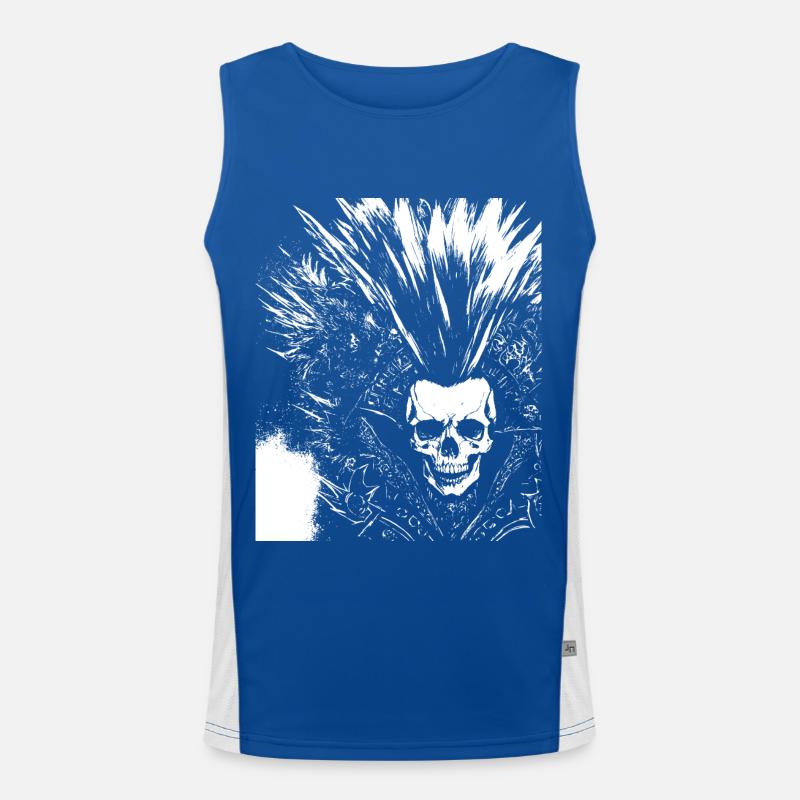 Anarchy Fan Skull with Mohawk Crazy Antisocial Pu Men's Functional Contrast Tank Top 