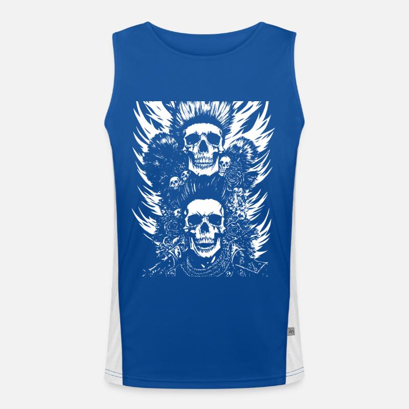 Anarchy Fan Skull with Mohawk Crazy Antisocial Pu Men's Functional Contrast Tank Top 