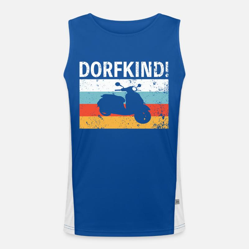 Dorfkind Moped Motorrad lustiger Spruch Funktionelles Kontrast-Tank Top für Männer 