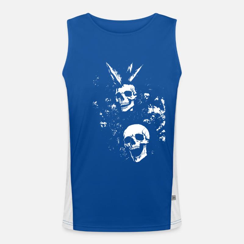 Crâne de fan d’horreur avec jeu de mots Mohawk Crazy Punkrocker Débardeur respirant contrasté Homme 