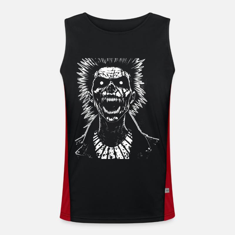 Crâne de fan d'anarchie avec Mohawk Crazy Antisocial Pu Débardeur respirant contrasté Homme 