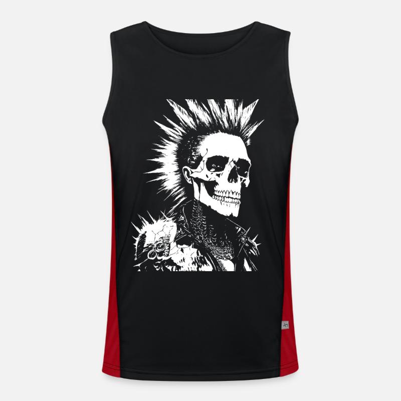 Anarchy Fan Skull with Mohawk Crazy Antisocial Pu Men's Functional Contrast Tank Top 