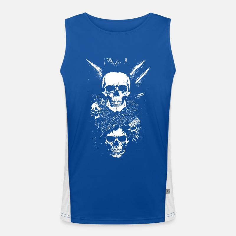 Punkrock Fan Skull with Mohawk Crazy Antisocial P Men's Functional Contrast Tank Top 