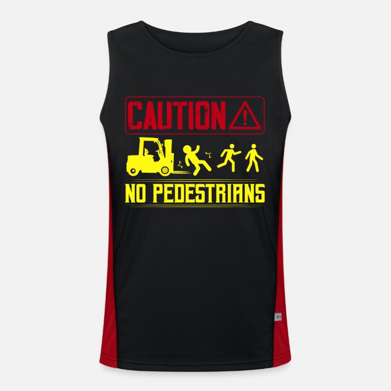 Caution No Pedestrians Forklift Operator Men's Functional Contrast Tank Top 