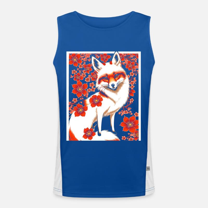 Renards Fleur de cerisier japonais Kitsune Renard Débardeur respirant contrasté Homme 