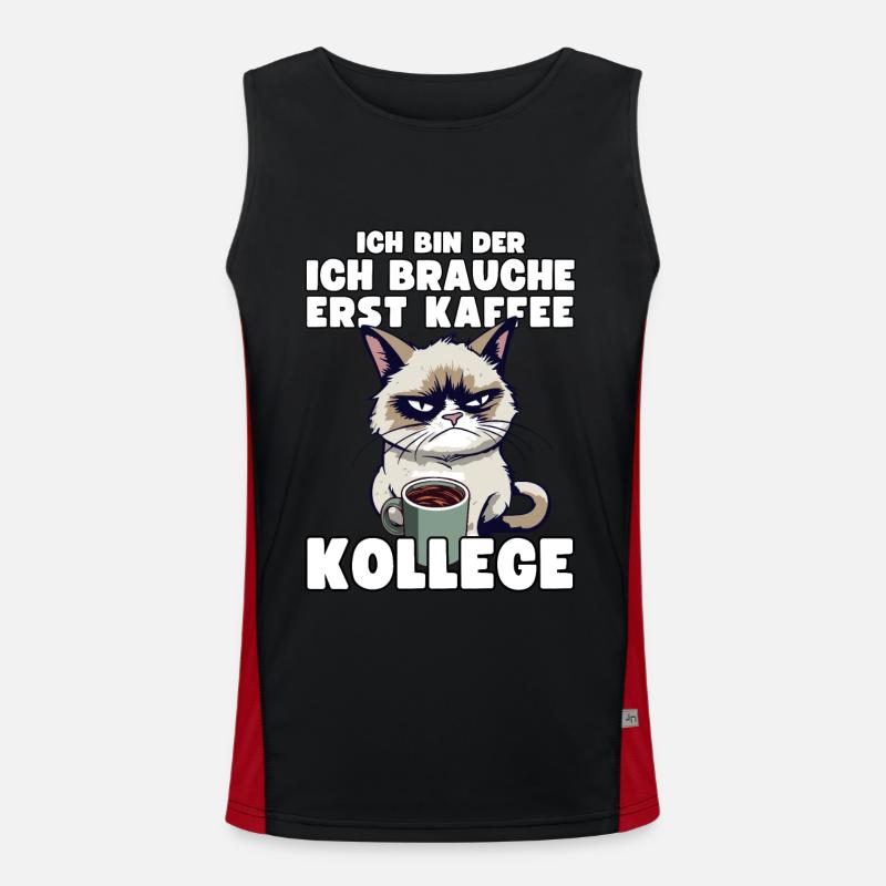 Grump Cat - Ich Brauche Erst Kaffee Trinker Humor Funktionelles Kontrast-Tank Top für Männer 