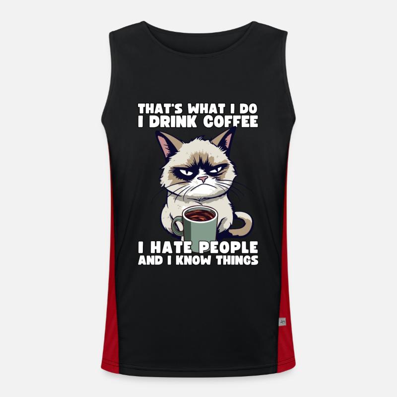 Grump Cat - I drink Coffee and I hate people Funktionelles Kontrast-Tank Top für Männer 