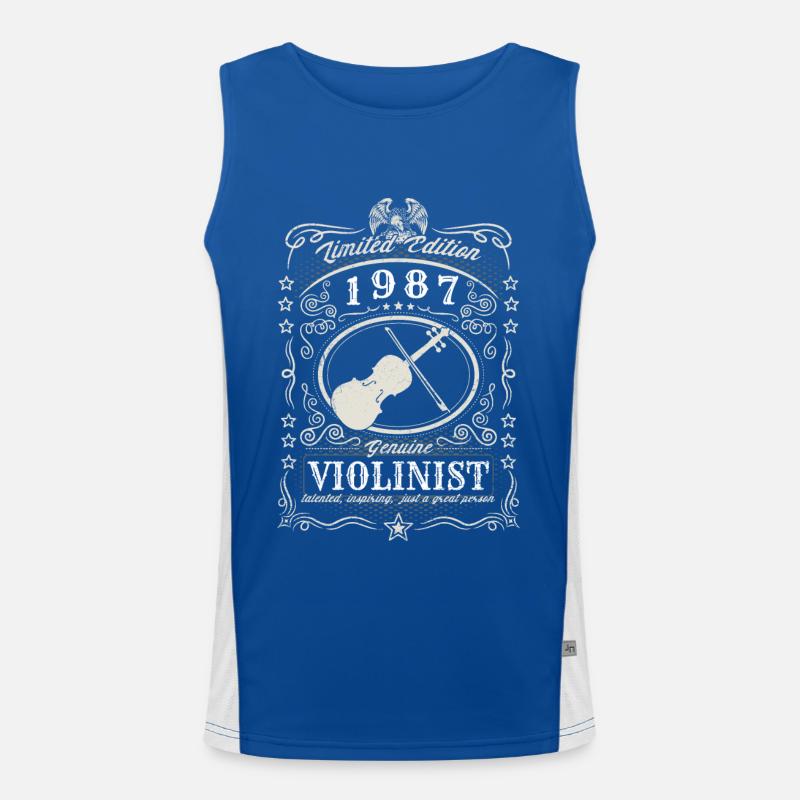 Vintage 1987 Violinist Geburtstag Geschenk Hobby Funktionelles Kontrast-Tank Top für Männer 
