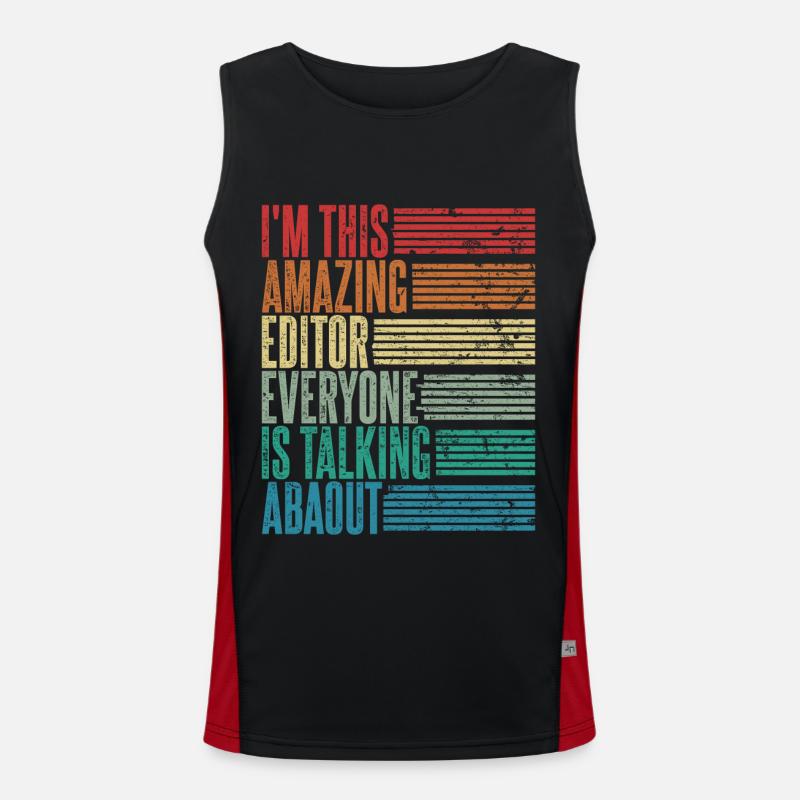 Vintage Editor Editor Gift Retro Men's Functional Contrast Tank Top 