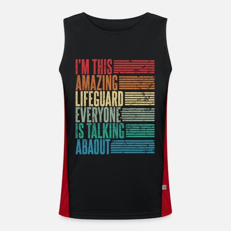 Rettungsschwimmer Bademeister Geschenk Retro Funktionelles Kontrast-Tank Top für Männer 