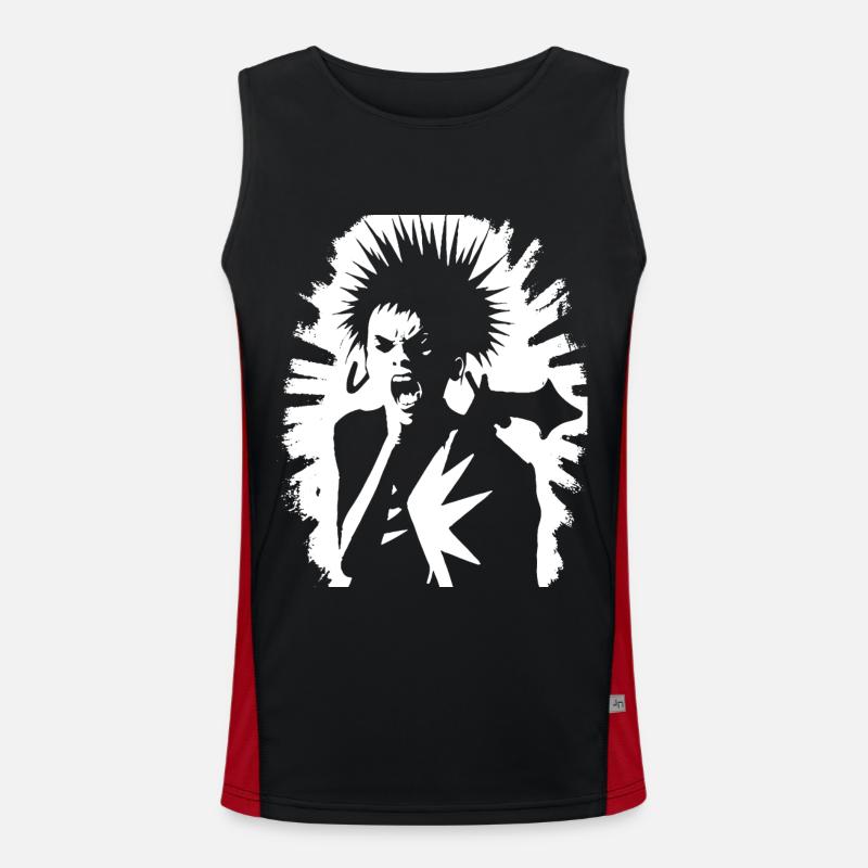 Screaming Punkrocker avec Mohican Anarchy Punk Débardeur respirant contrasté Homme 