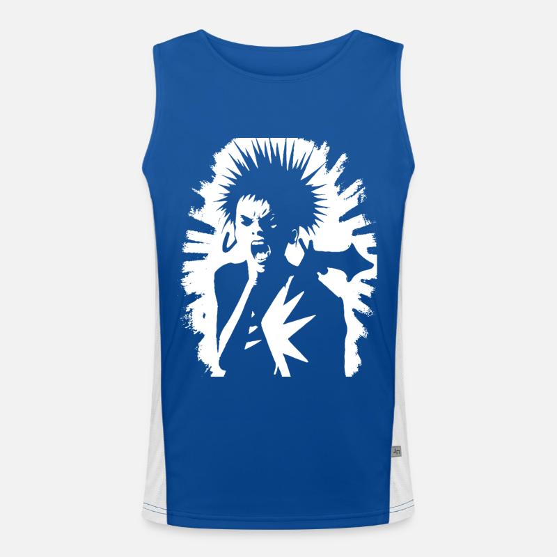 Screaming Punkrocker avec Mohican Anarchy Punk Débardeur respirant contrasté Homme 
