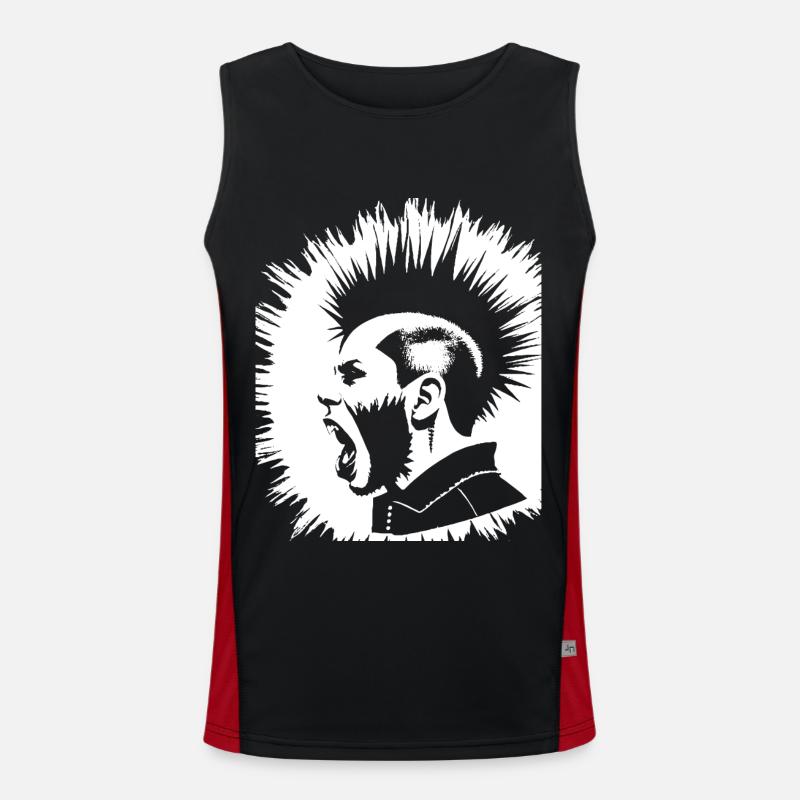 Screaming Punkrocker avec Mohican Anarchy Punk Débardeur respirant contrasté Homme 