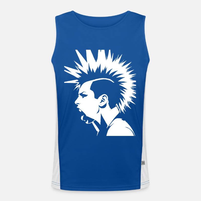 Screaming Punkrocker with Mohican Anarchy Punk Men's Functional Contrast Tank Top 