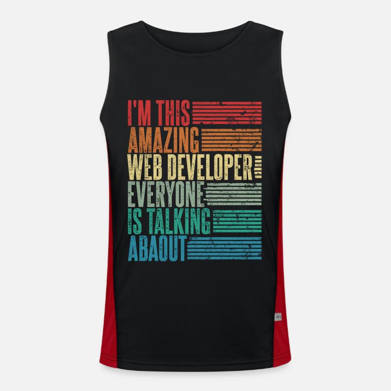 Web Developer Web Developer Gift Retro Men's Functional Contrast Tank Top 