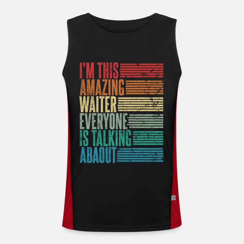 Vintage Restaurantfachmann Kellner Geschenk Retro Funktionelles Kontrast-Tank Top für Männer 