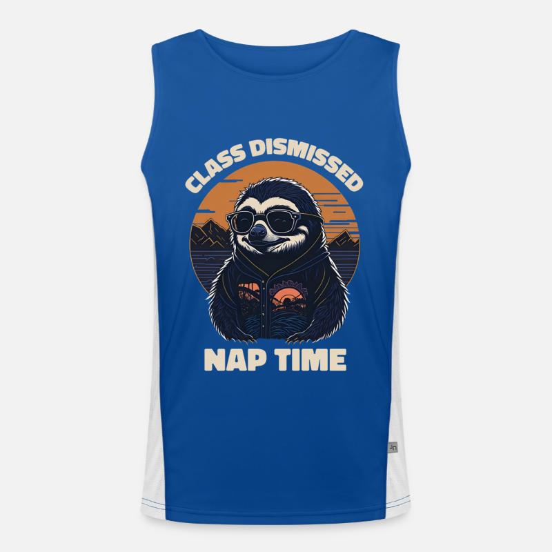 Faultier Retro Lehrer Klasse Entlassen Nickerchen Funktionelles Kontrast-Tank Top für Männer 