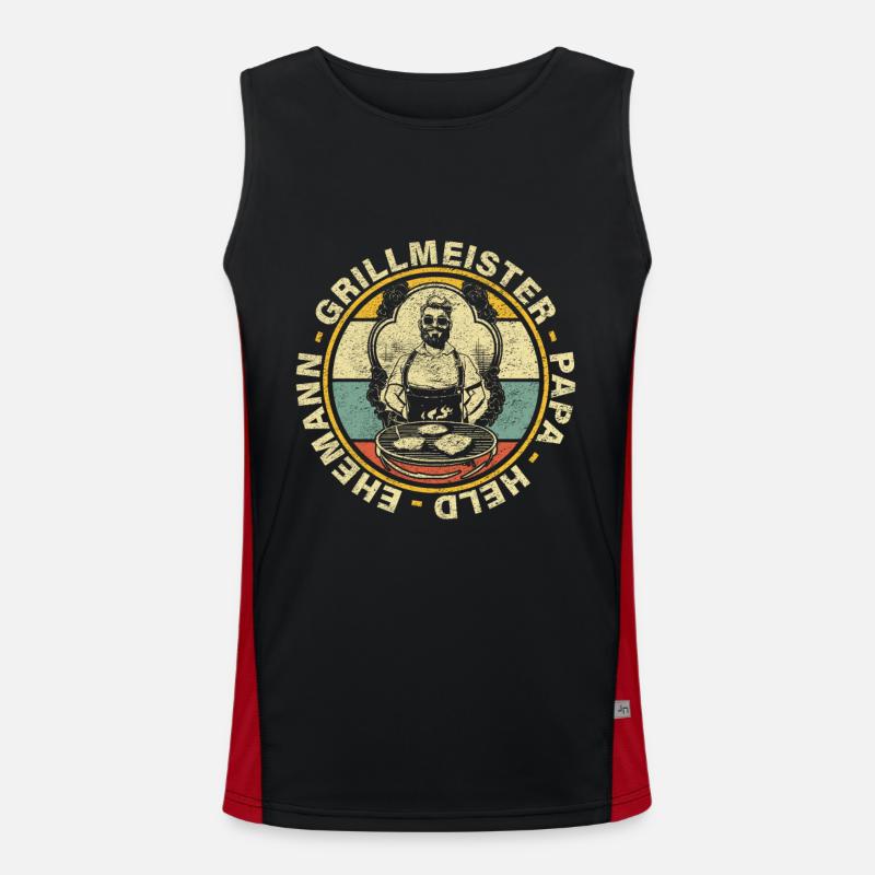 Grillmeister Papa Held Ehemann Grillen Geschenk Funktionelles Kontrast-Tank Top für Männer 