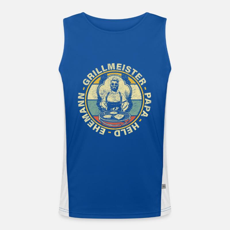 Grillmeister Papa Held Ehemann Grillen Geschenk Funktionelles Kontrast-Tank Top für Männer 