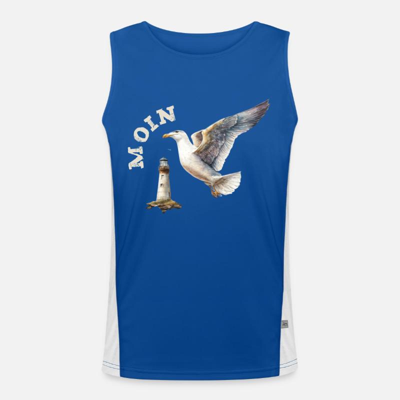 Moin Möwe maritim mit Leuchtturm Funktionelles Kontrast-Tank Top für Männer 