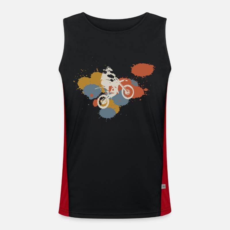 Motocross Retro Motorrad Farbklecks Funktionelles Kontrast-Tank Top für Männer 