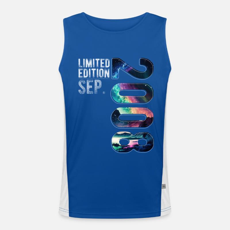 Vintage 2008 September Birthday Northern Lights Men's Functional Contrast Tank Top 
