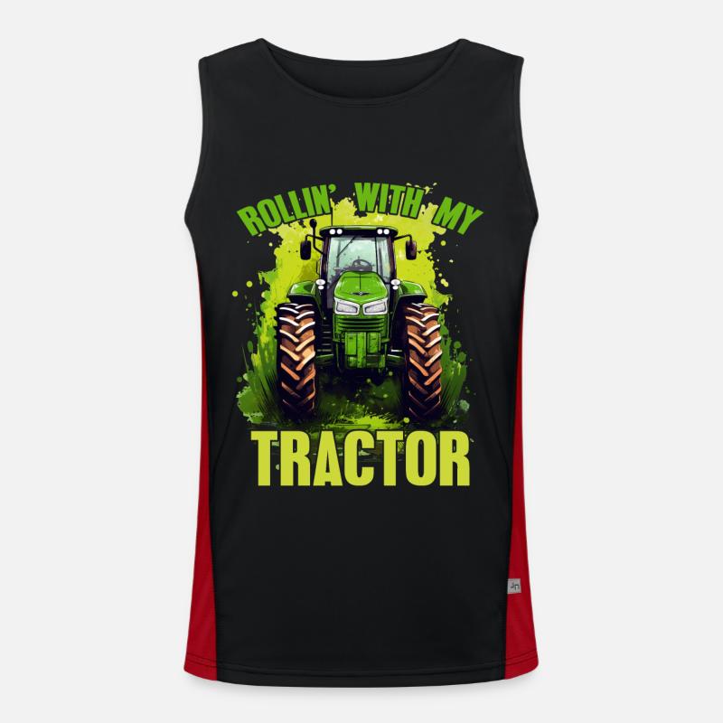 Rollin' With My Tractor Traktor Bauer Geschenk Funktionelles Kontrast-Tank Top für Männer 