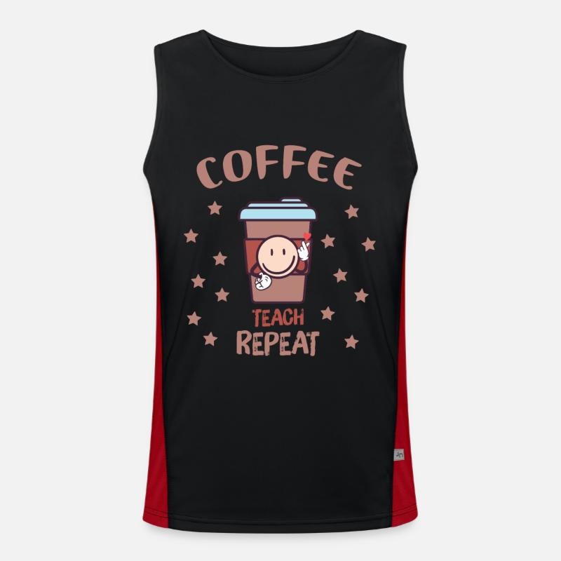 Coffee Teach Repeat Retro - École de professeurs de café Débardeur respirant contrasté Homme 