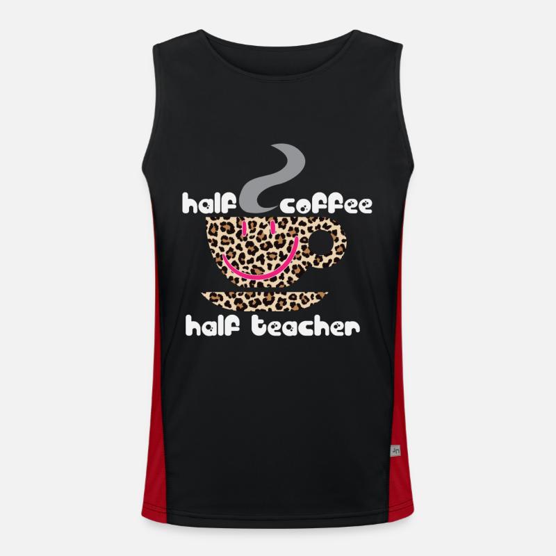 Moitié café mi-professeur - École de professeurs de café Débardeur respirant contrasté Homme 
