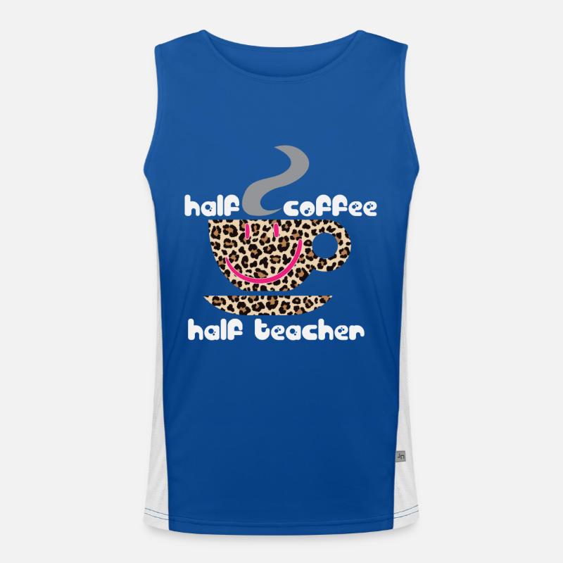Half Coffee Half Teacher - Coffee Teacher School Funktionelles Kontrast-Tank Top für Männer 